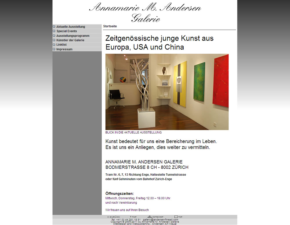 Webdesign für Galerie Annamarie M. Andersen